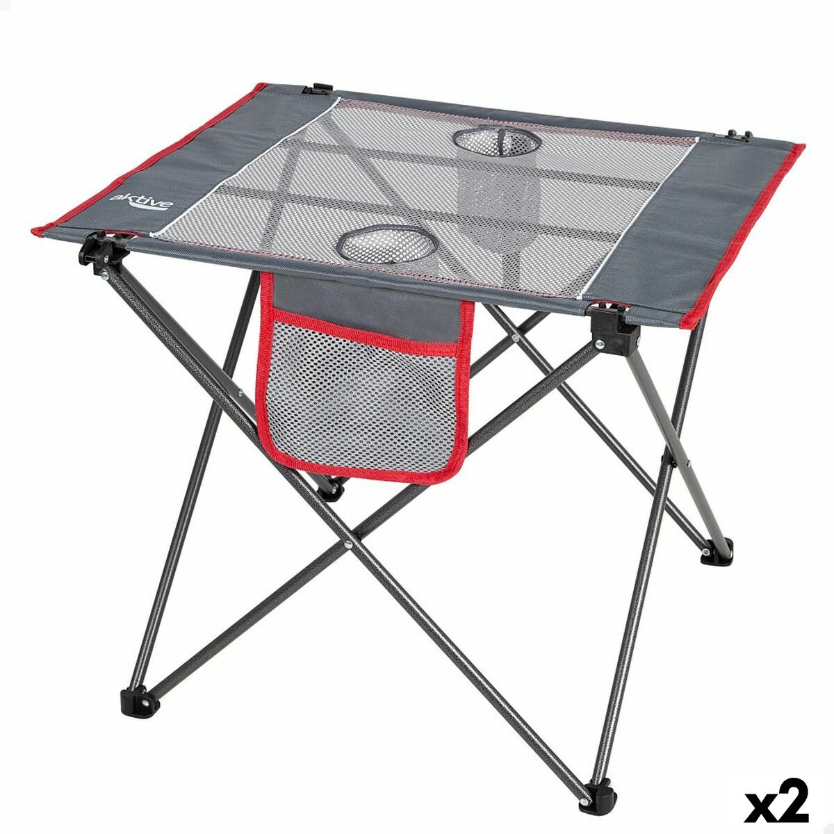 Folding Table Aktive Camping Grey 62 x 50 x 50 cm (2 Units) Folding Table Aktive Camping Grey 62 x 50 x 50 cm (2 Units)