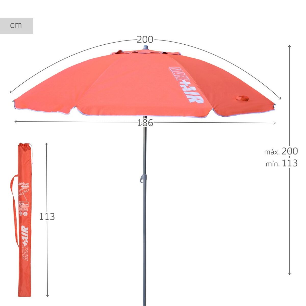 Umbrella Aktive Coral  200 cm 200 x 200 x 200 cm 200 x 198 x 200 cm UV50 (6 Units)