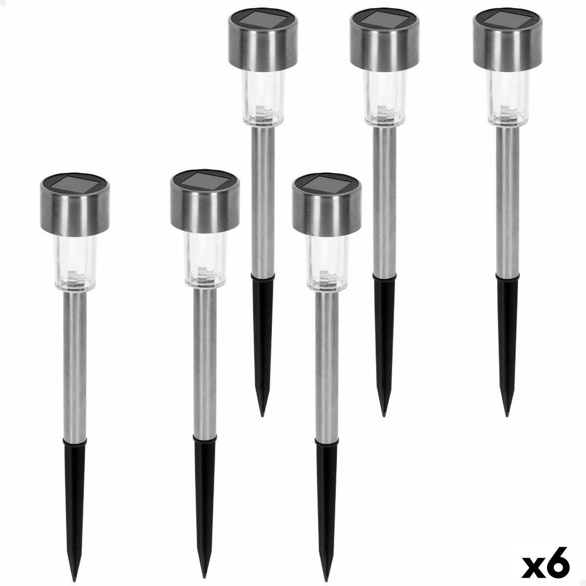 Set of solar garden lights Aktive 6 Pieces Plastic 5,5 x 36 x 5,5 cm (6 Units) Set of solar garden lights Aktive 6 Pieces Plastic 5,5 x 36 x 5,5 cm (6 Units)