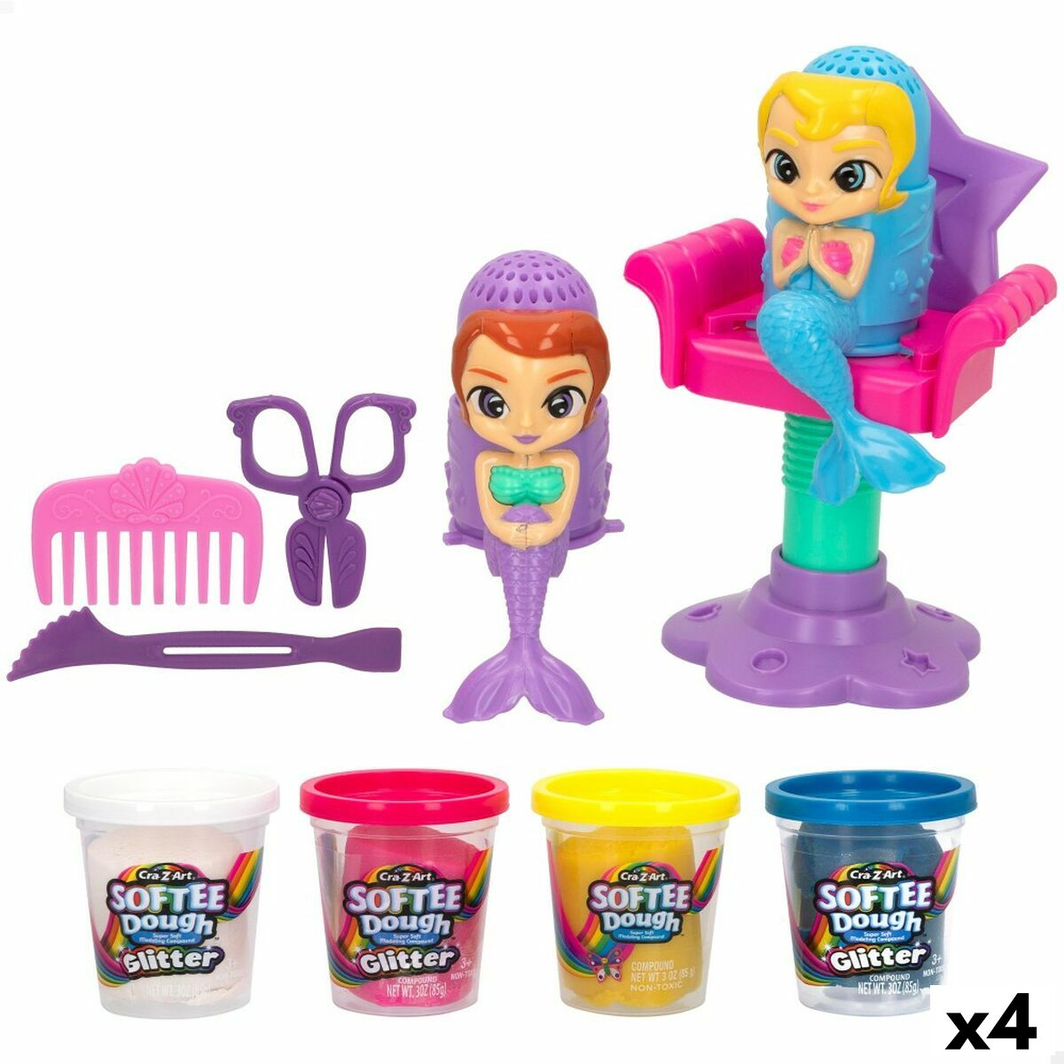 Modelling Clay Game Cra-Z-Art Softee Dough Hair sirenas (4 Units) Modelling Clay Game Cra-Z-Art Softee Dough Hair sirenas (4 Units)