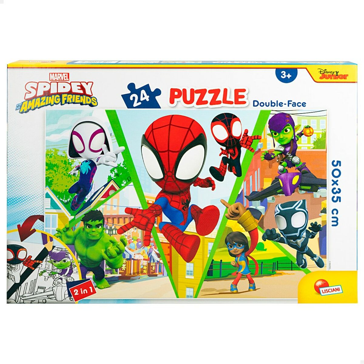 Child’s Puzzle Spidey Double-sided 50 x 35 cm 24 Pieces (12 Units)