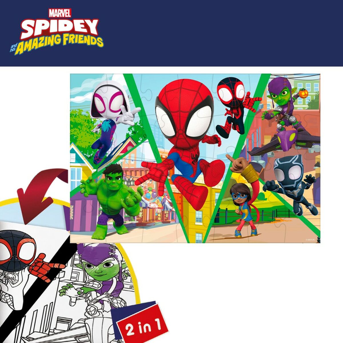 Child’s Puzzle Spidey Double-sided 50 x 35 cm 24 Pieces (12 Units)
