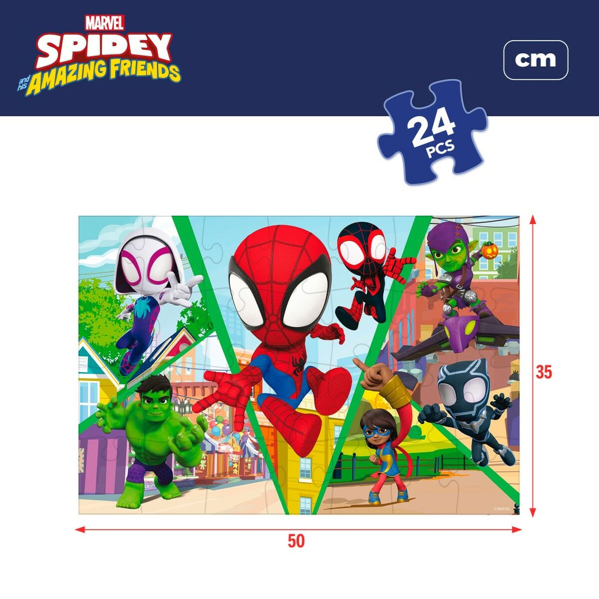 Child’s Puzzle Spidey Double-sided 50 x 35 cm 24 Pieces (12 Units)