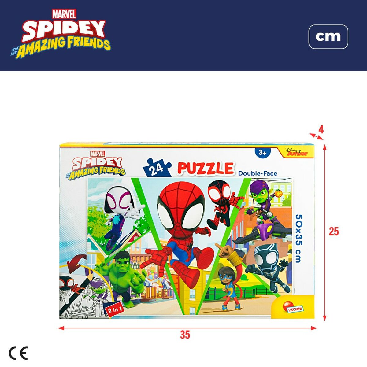 Child’s Puzzle Spidey Double-sided 50 x 35 cm 24 Pieces (12 Units)
