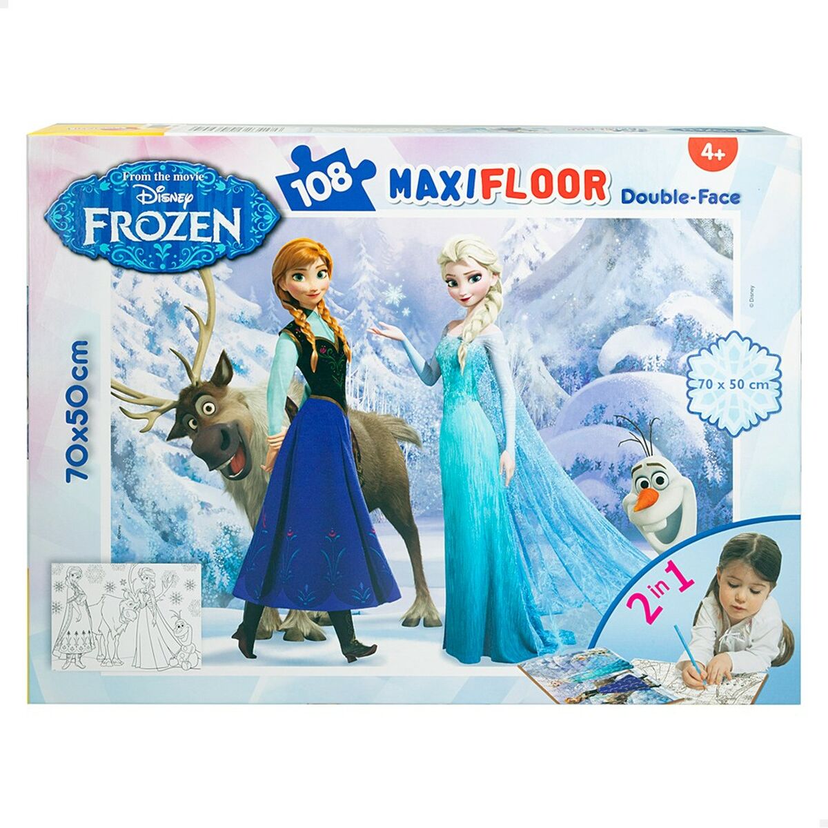 Child’s Puzzle Frozen Double-sided 108 Pieces 70 x 1,5 x 50 cm (6 Units)