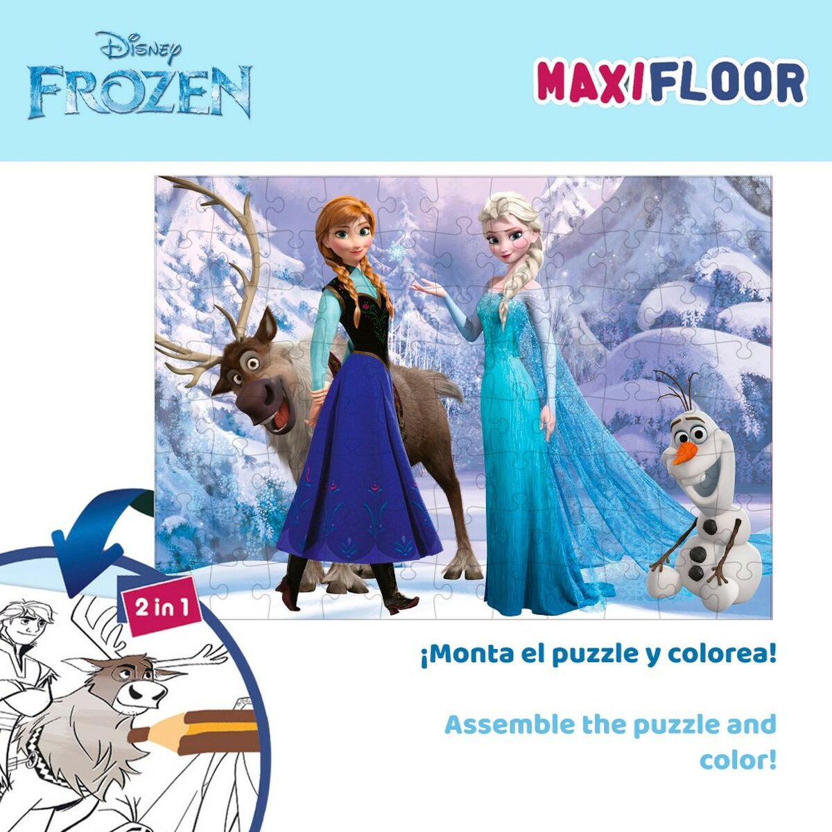 Child’s Puzzle Frozen Double-sided 108 Pieces 70 x 1,5 x 50 cm (6 Units)