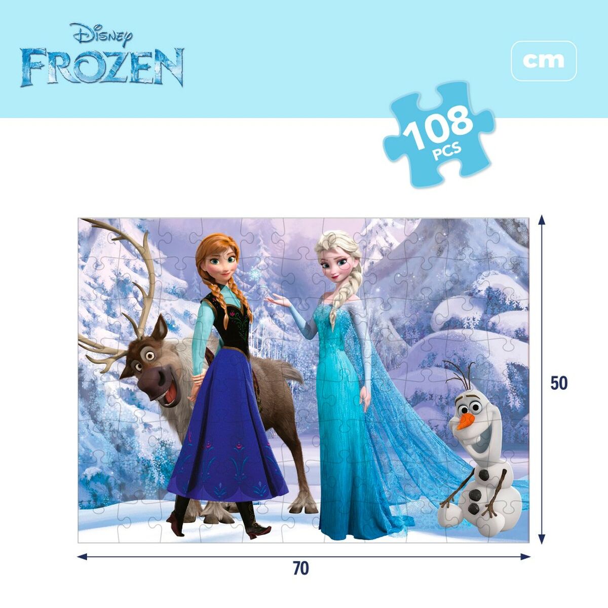Child’s Puzzle Frozen Double-sided 108 Pieces 70 x 1,5 x 50 cm (6 Units)