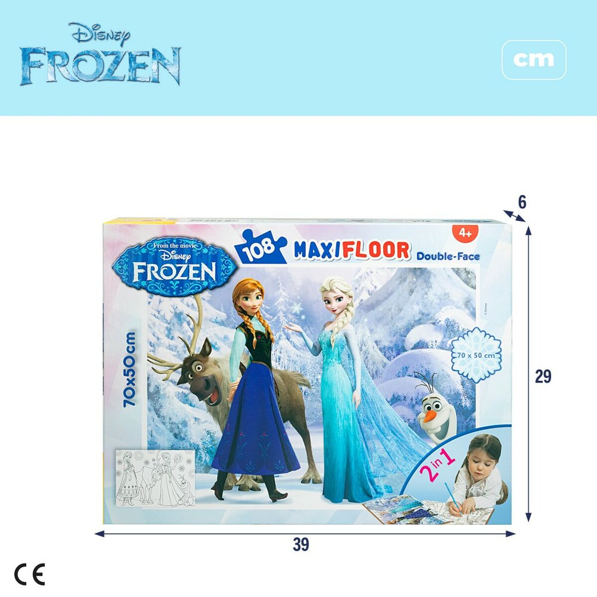 Child’s Puzzle Frozen Double-sided 108 Pieces 70 x 1,5 x 50 cm (6 Units)