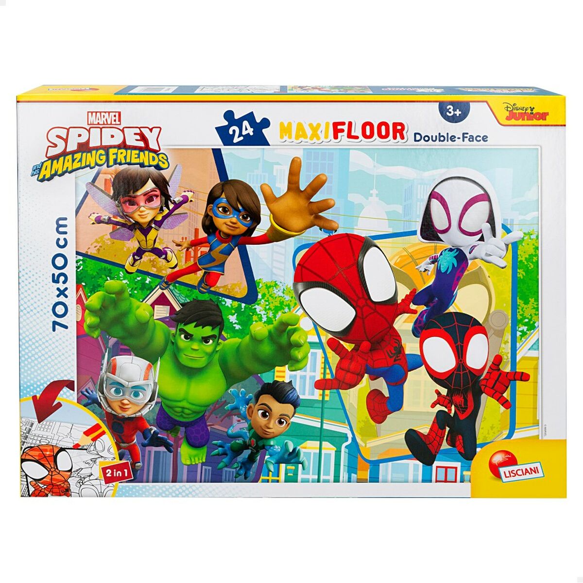 Child’s Puzzle Spidey Double-sided 24 Pieces 70 x 1,5 x 50 cm (6 Units)