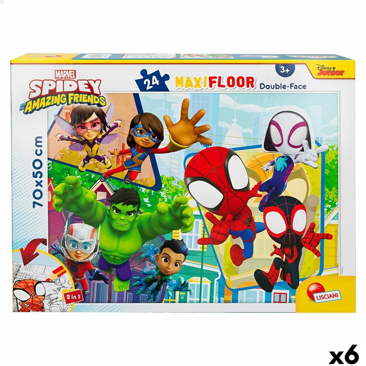 Child’s Puzzle Spidey Double-sided 24 Pieces 70 x 1,5 x 50 cm (6 Units)