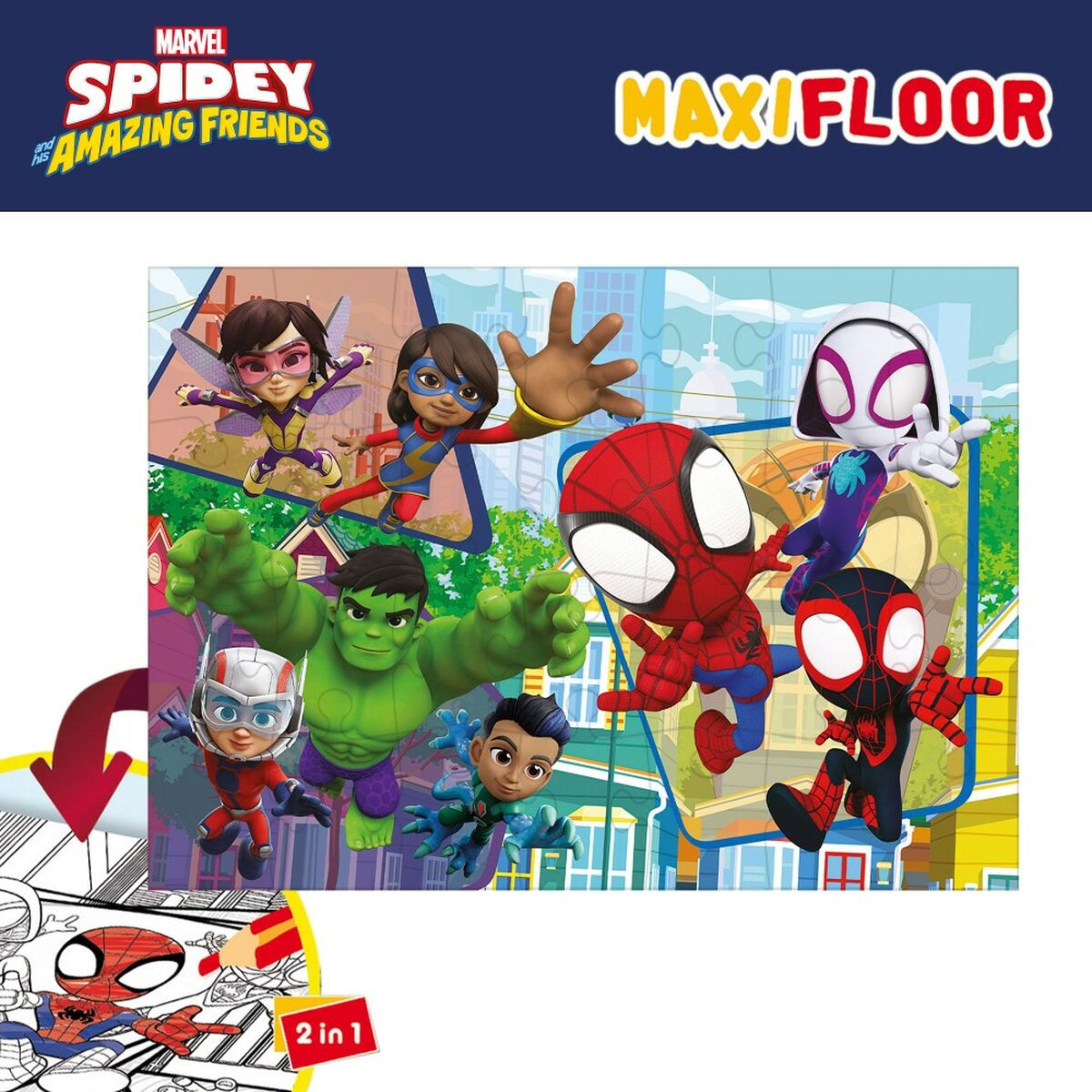 Child’s Puzzle Spidey Double-sided 24 Pieces 70 x 1,5 x 50 cm (6 Units)