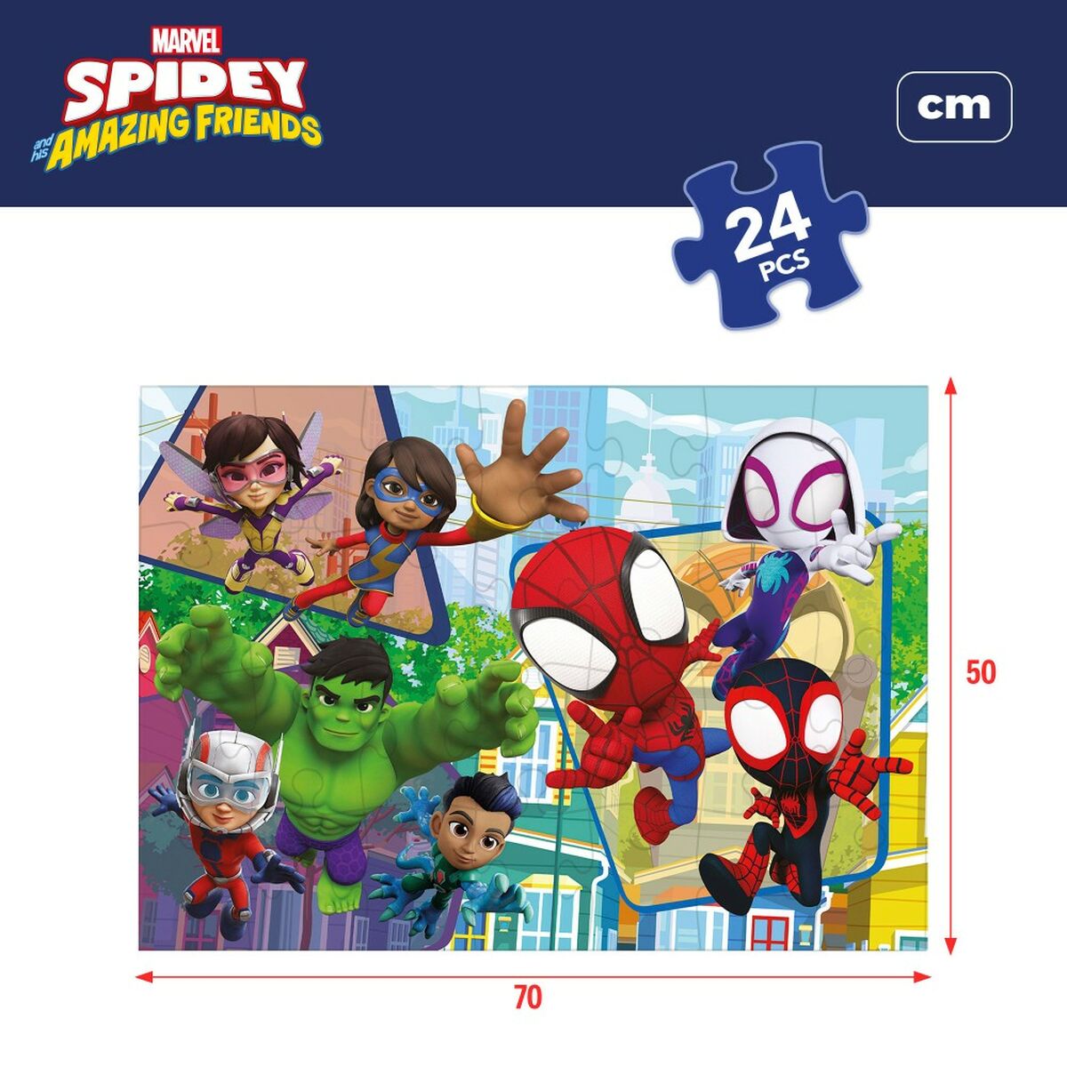Child’s Puzzle Spidey Double-sided 24 Pieces 70 x 1,5 x 50 cm (6 Units)
