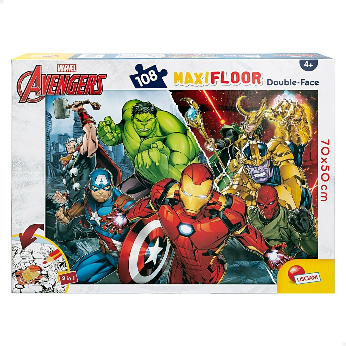 Child’s Puzzle The Avengers Double-sided 108 Pieces 70 x 1,5 x 50 cm (6 Units)