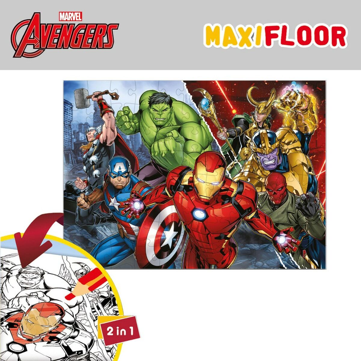 Child’s Puzzle The Avengers Double-sided 108 Pieces 70 x 1,5 x 50 cm (6 Units)