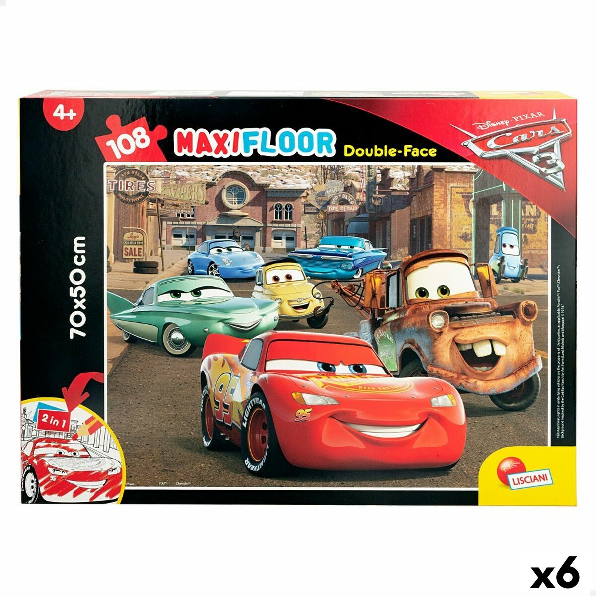 Child’s Puzzle Cars Double-sided 108 Pieces 70 x 1,5 x 50 cm (6 Units)