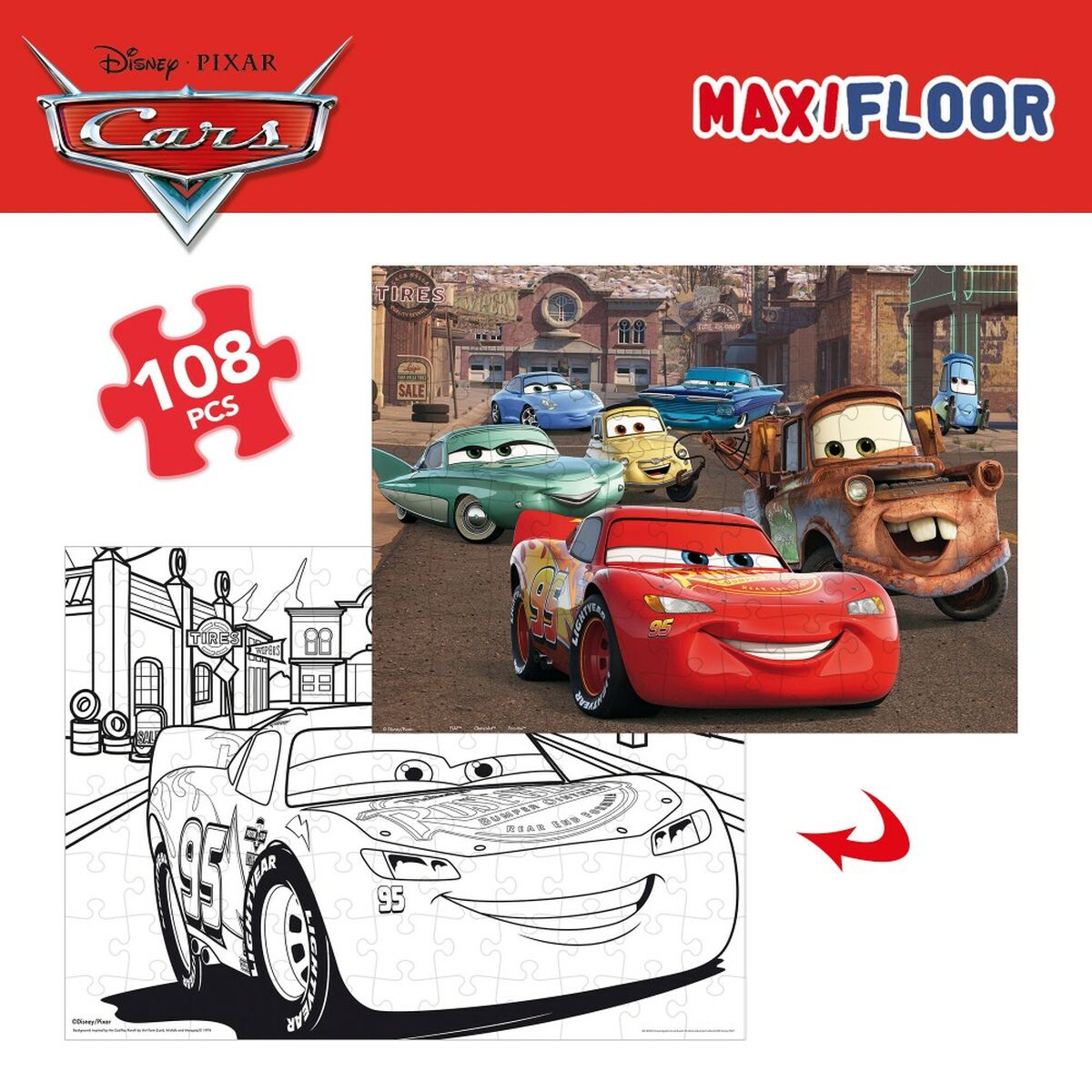 Child’s Puzzle Cars Double-sided 108 Pieces 70 x 1,5 x 50 cm (6 Units)