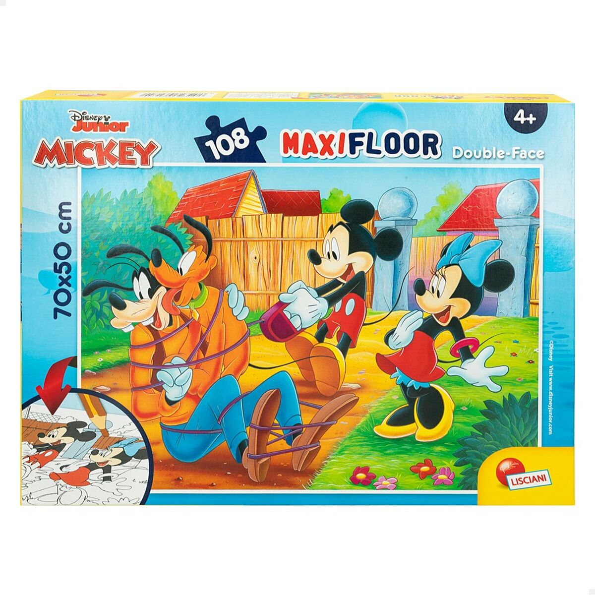 Child’s Puzzle Mickey Mouse Double-sided 108 Pieces 70 x 1,5 x 50 cm (6 Units)