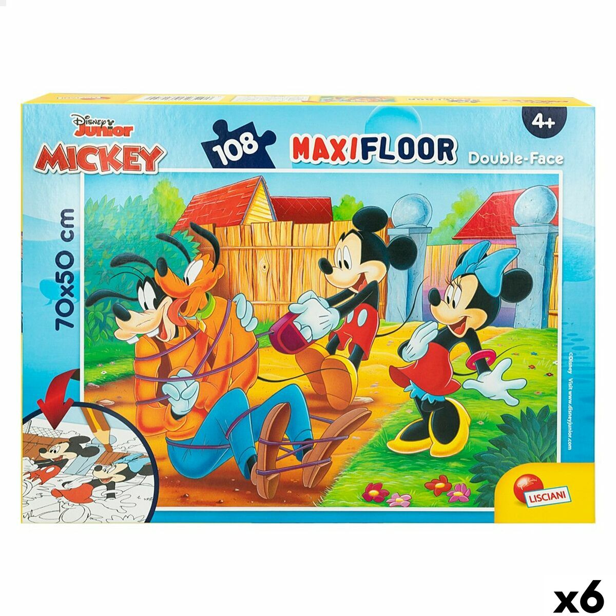 Child’s Puzzle Mickey Mouse Double-sided 108 Pieces 70 x 1,5 x 50 cm (6 Units)
