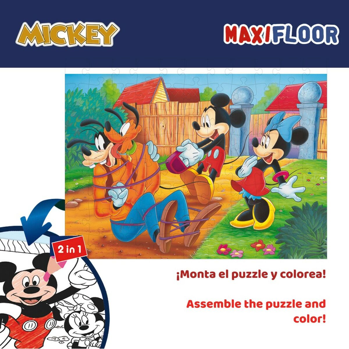 Child’s Puzzle Mickey Mouse Double-sided 108 Pieces 70 x 1,5 x 50 cm (6 Units)