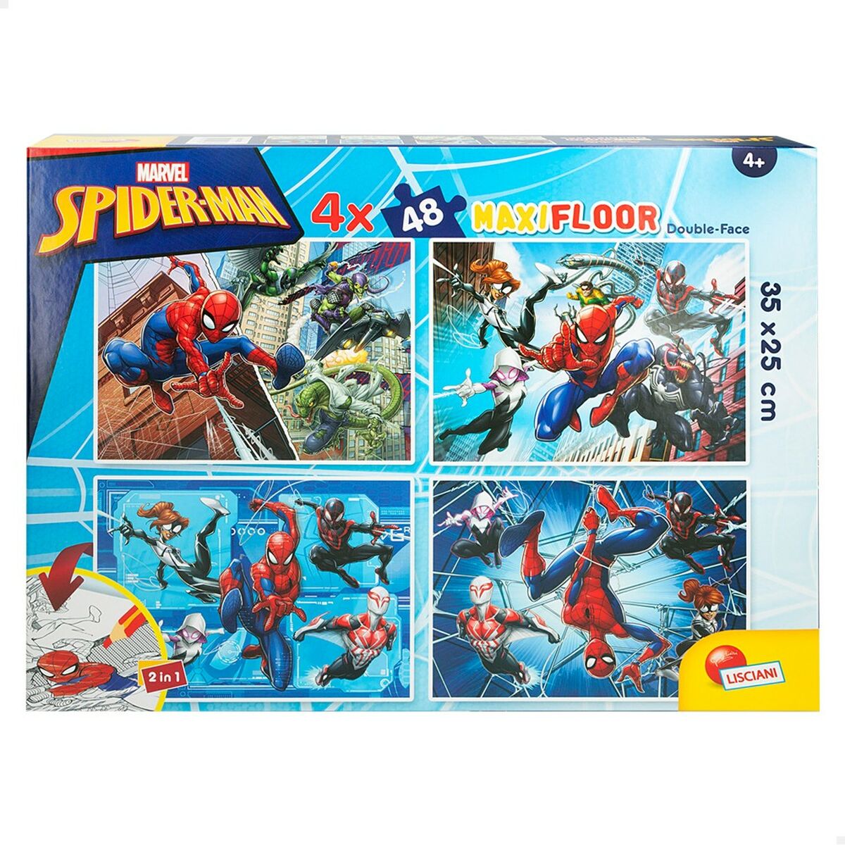 Child’s Puzzle Spider-Man Double-sided 4-in-1 48 Pieces 35 x 1,5 x 25 cm (6 Units)