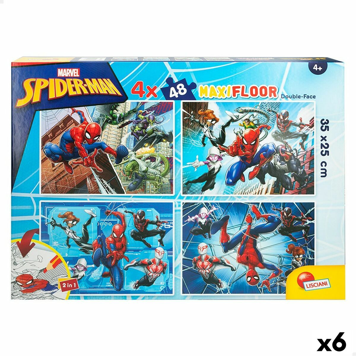 Child’s Puzzle Spider-Man Double-sided 4-in-1 48 Pieces 35 x 1,5 x 25 cm (6 Units) Child’s Puzzle Spider-Man Double-sided 4-in-1 48 Pieces 35 x 1,5 x 25 cm (6 Units)