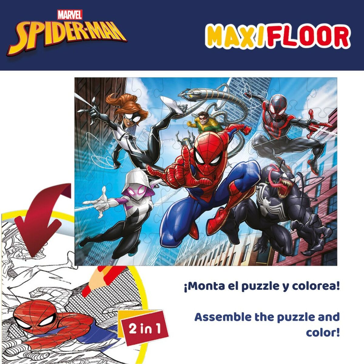 Child’s Puzzle Spider-Man Double-sided 4-in-1 48 Pieces 35 x 1,5 x 25 cm (6 Units)