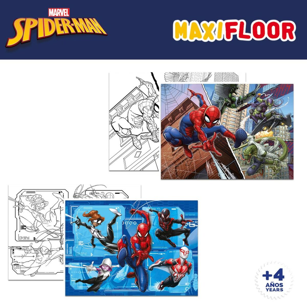 Child’s Puzzle Spider-Man Double-sided 4-in-1 48 Pieces 35 x 1,5 x 25 cm (6 Units)