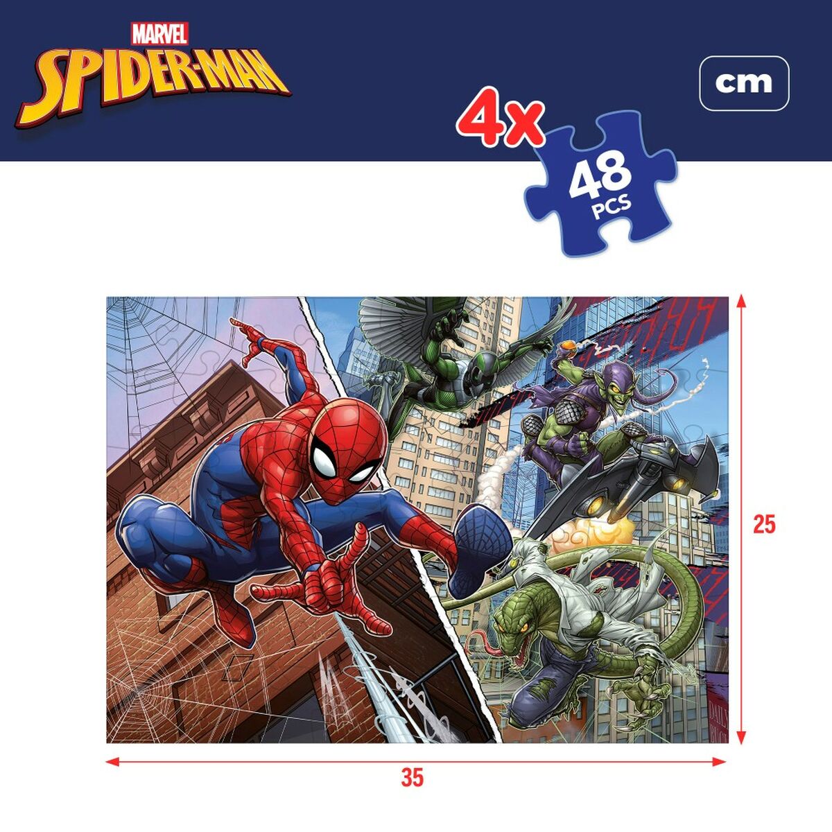 Child’s Puzzle Spider-Man Double-sided 4-in-1 48 Pieces 35 x 1,5 x 25 cm (6 Units)