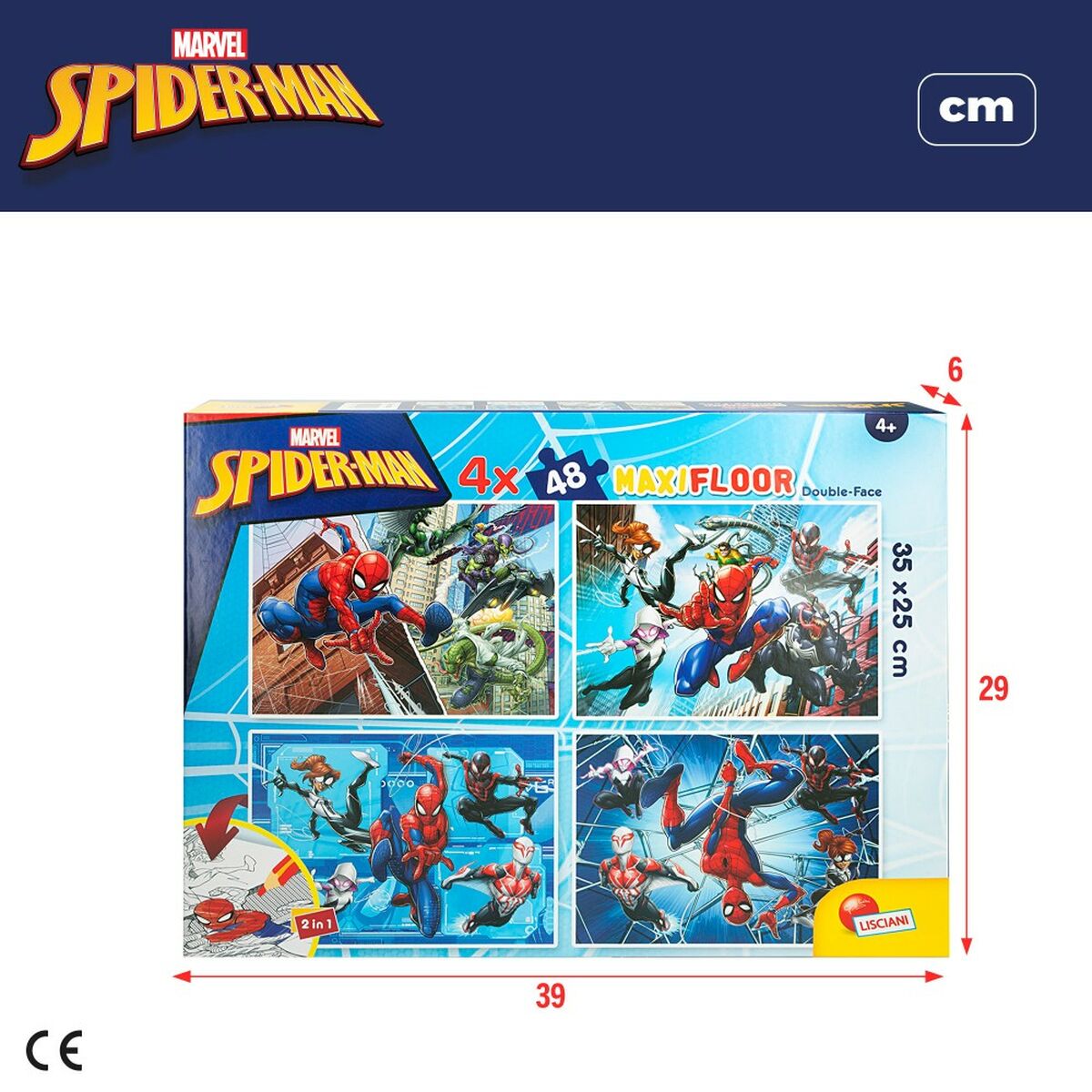 Child’s Puzzle Spider-Man Double-sided 4-in-1 48 Pieces 35 x 1,5 x 25 cm (6 Units)