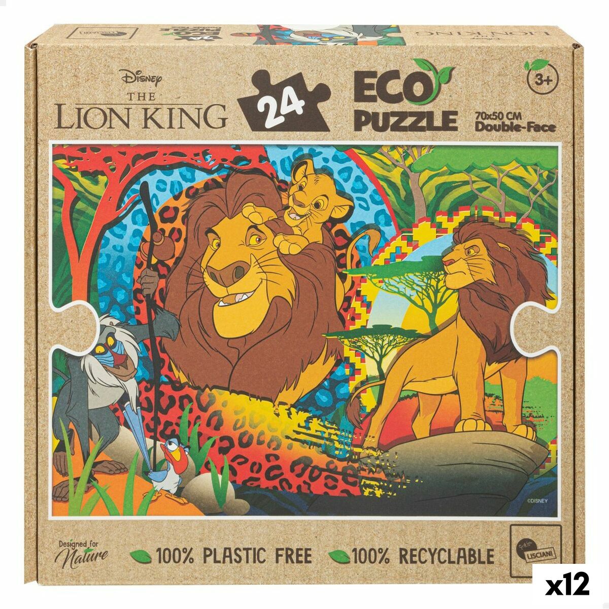 Child’s Puzzle The Lion King Double-sided 24 Pieces 70 x 1,5 x 50 cm (12 Units)
