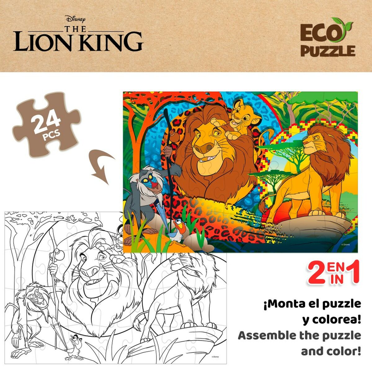 Child’s Puzzle The Lion King Double-sided 24 Pieces 70 x 1,5 x 50 cm (12 Units)