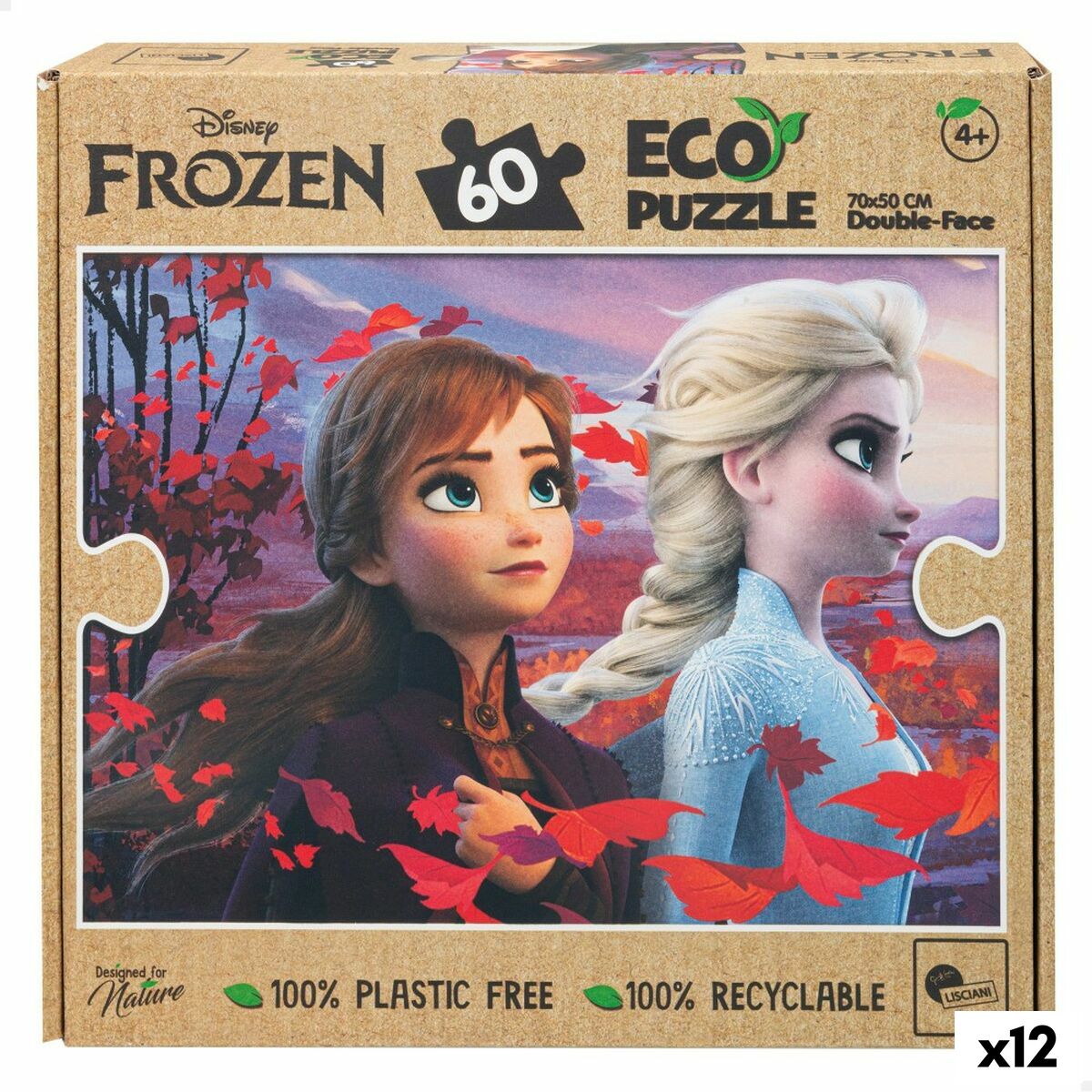 Child’s Puzzle Frozen Double-sided 60 Pieces 70 x 1,5 x 50 cm (12 Units)