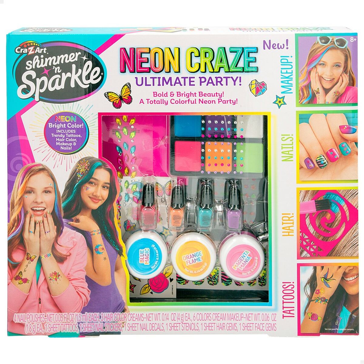 Beauty Kit Cra-Z-Art Ultimate Party 10 x 1 x 7,5 cm Children’s Neon Nails Hair Body 4 Units