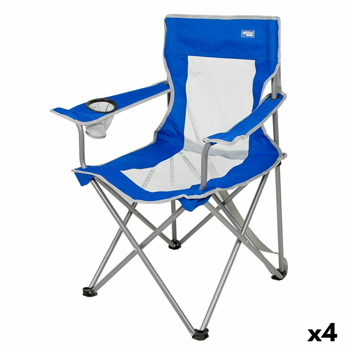 Foldable Camping Chair Aktive Blue Grey 46 x 82 x 46 cm (4 Units) Foldable Camping Chair Aktive Blue Grey 46 x 82 x 46 cm (4 Units)