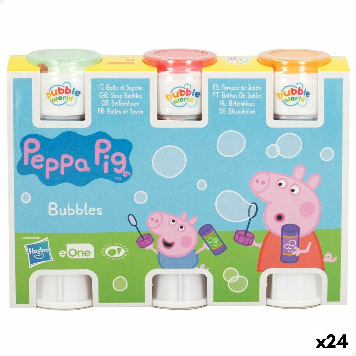 Bubble blower set Peppa Pig 3 Pieces 60 ml (24 Units) Bubble blower set Peppa Pig 3 Pieces 60 ml (24 Units)