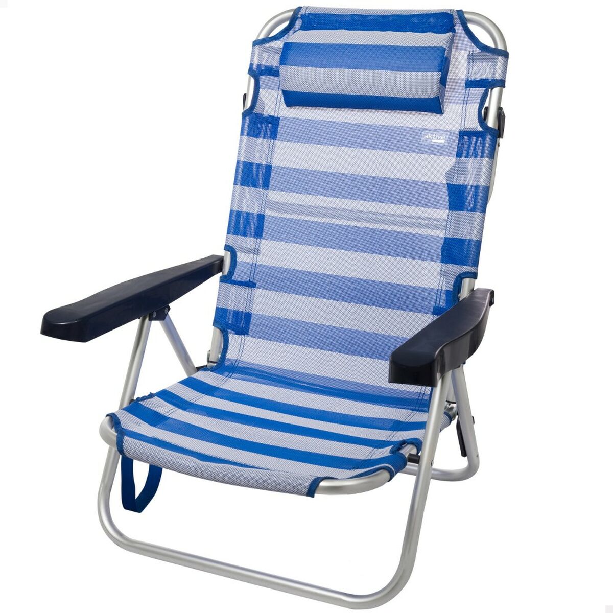Beach Chair Aktive Foldable Cushion White Blue 48 x 84 x 46 cm (2 Units)