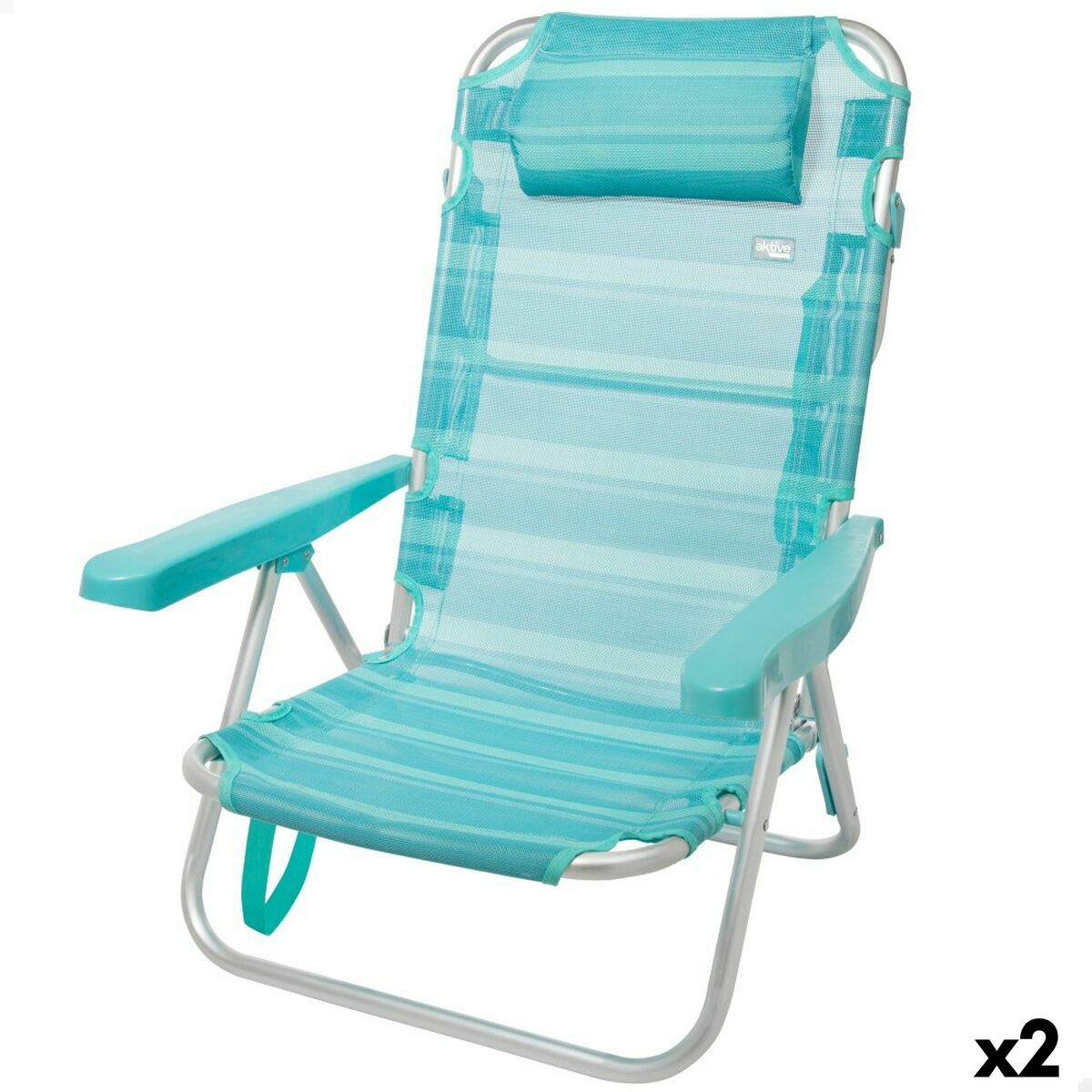 Beach Chair Aktive Foldable Turquoise 48 x 84 x 46 cm (2 Units) Beach Chair Aktive Foldable Turquoise 48 x 84 x 46 cm (2 Units)