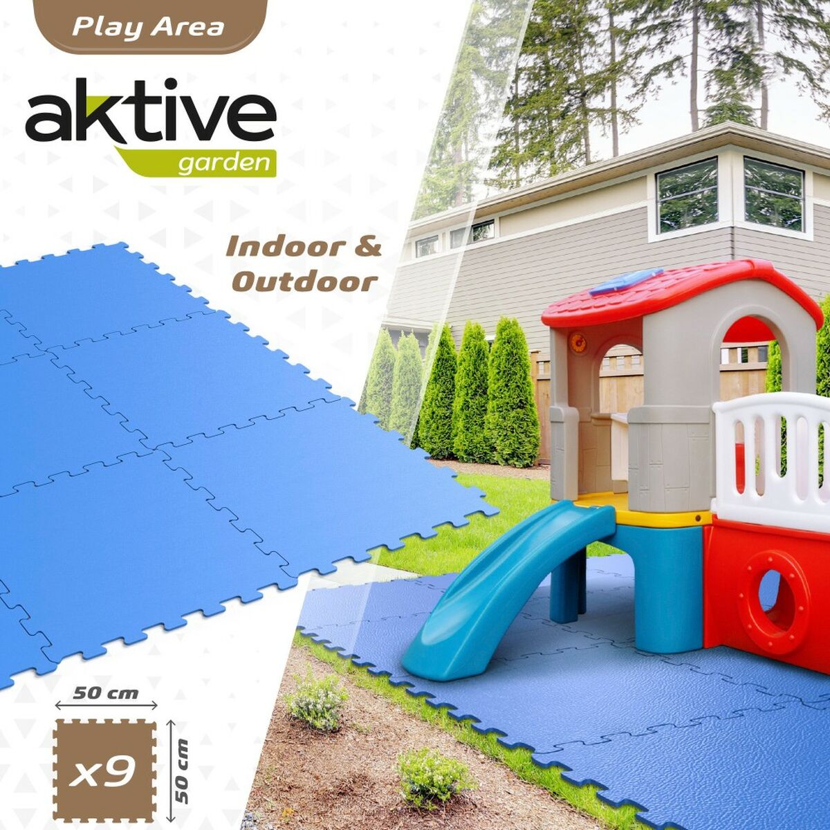 Child’s Puzzle Aktive Blue 9 Pieces Eva Rubber 50 x 0,4 x 50 cm (4 Units)