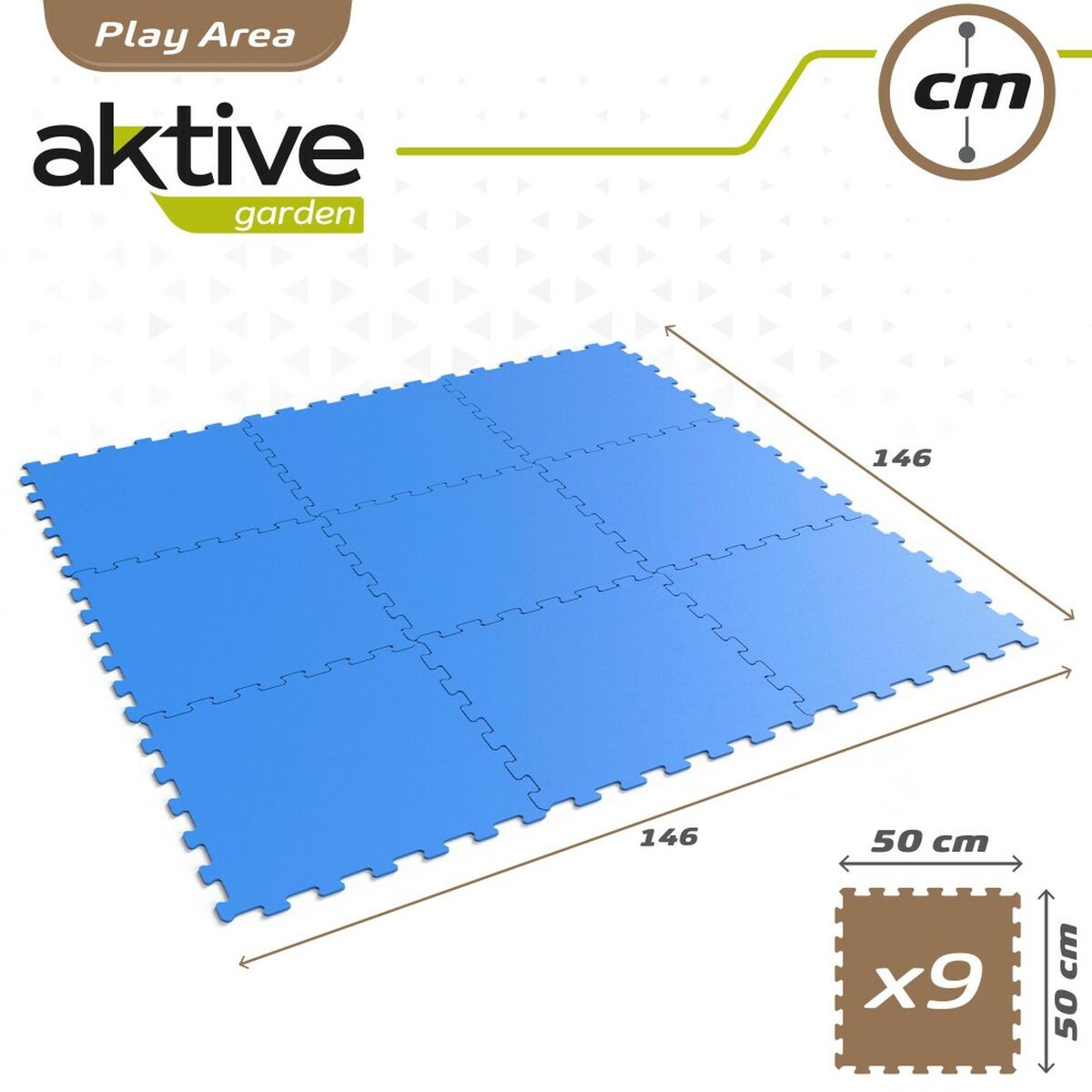 Child’s Puzzle Aktive Blue 9 Pieces Eva Rubber 50 x 0,4 x 50 cm (4 Units)