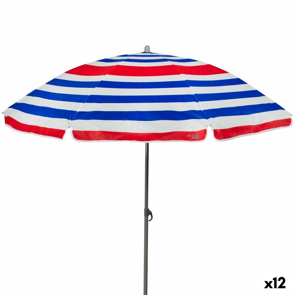 Beach parasol Aktive Blue Red Multicolour Silver  160 cm 160 x 167 x 160 cm (12 Units)