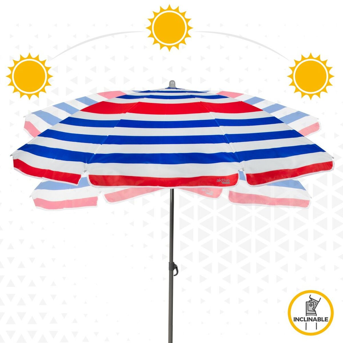 Beach parasol Aktive Blue Red Multicolour Silver  160 cm 160 x 167 x 160 cm (12 Units)