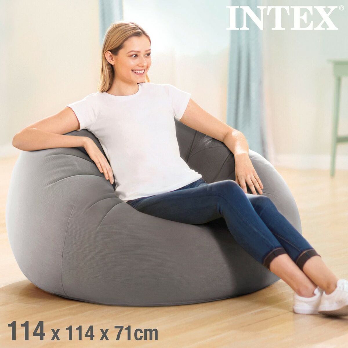 Inflatable Armchair Intex Grey 107 x 69 x 104 cm 114 x 71 x 114 cm (6 Units)