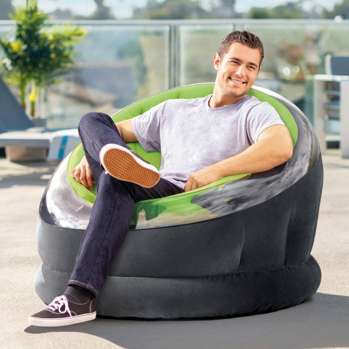 Inflatable Armchair Intex Empire Green 112 x 109 x 60 cm (3 Units)