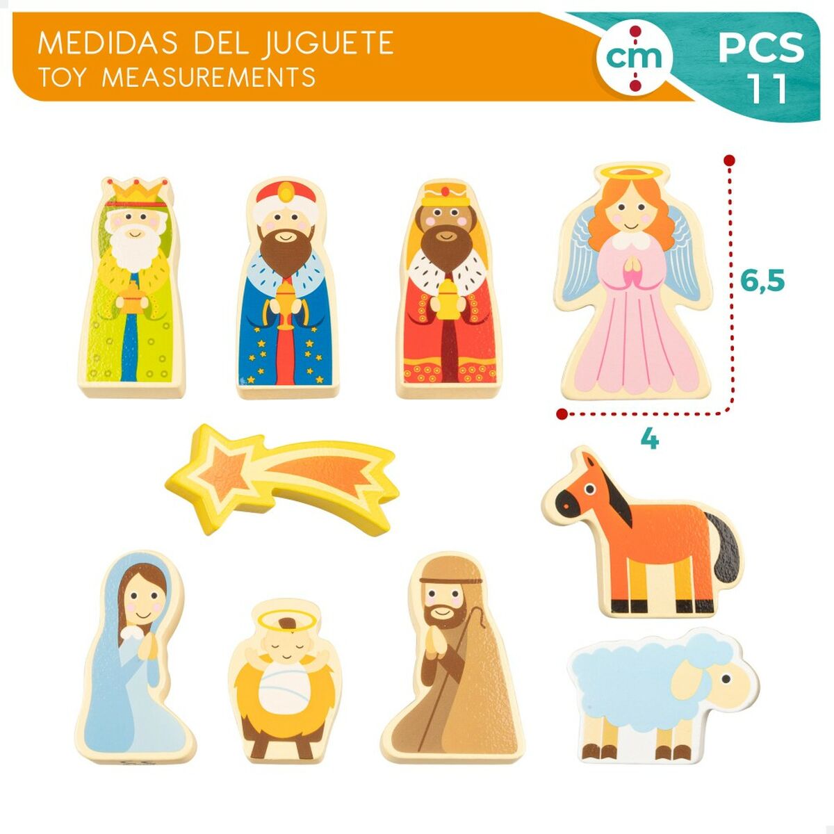 Christmas nativity set Woomax Wood Cardboard 22 x 16 x 12 cm 11 Pieces