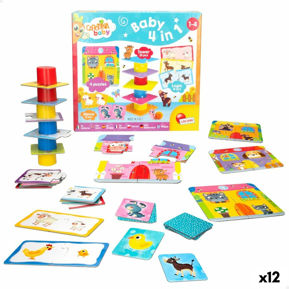 Puzzle Lisciani Carotina Baby 16 x 1 x 16,5 cm Farm 4-in-1 Puzzle Lisciani Carotina Baby 16 x 1 x 16,5 cm Farm 4-in-1