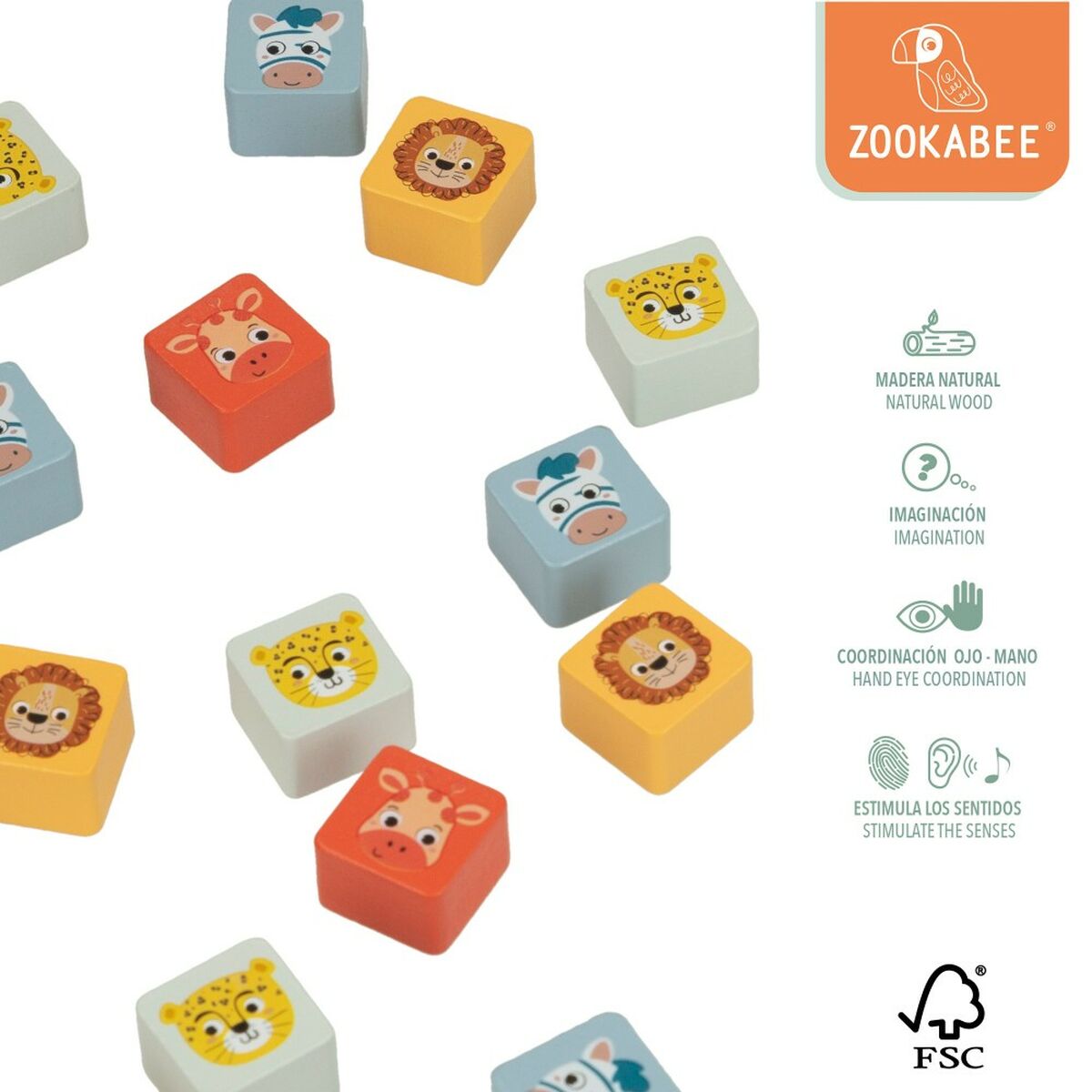 ParchÃ­s and Oca Board Woomax Zookabee 30 x 3 x 30 cm Children’s animals (6 Units)