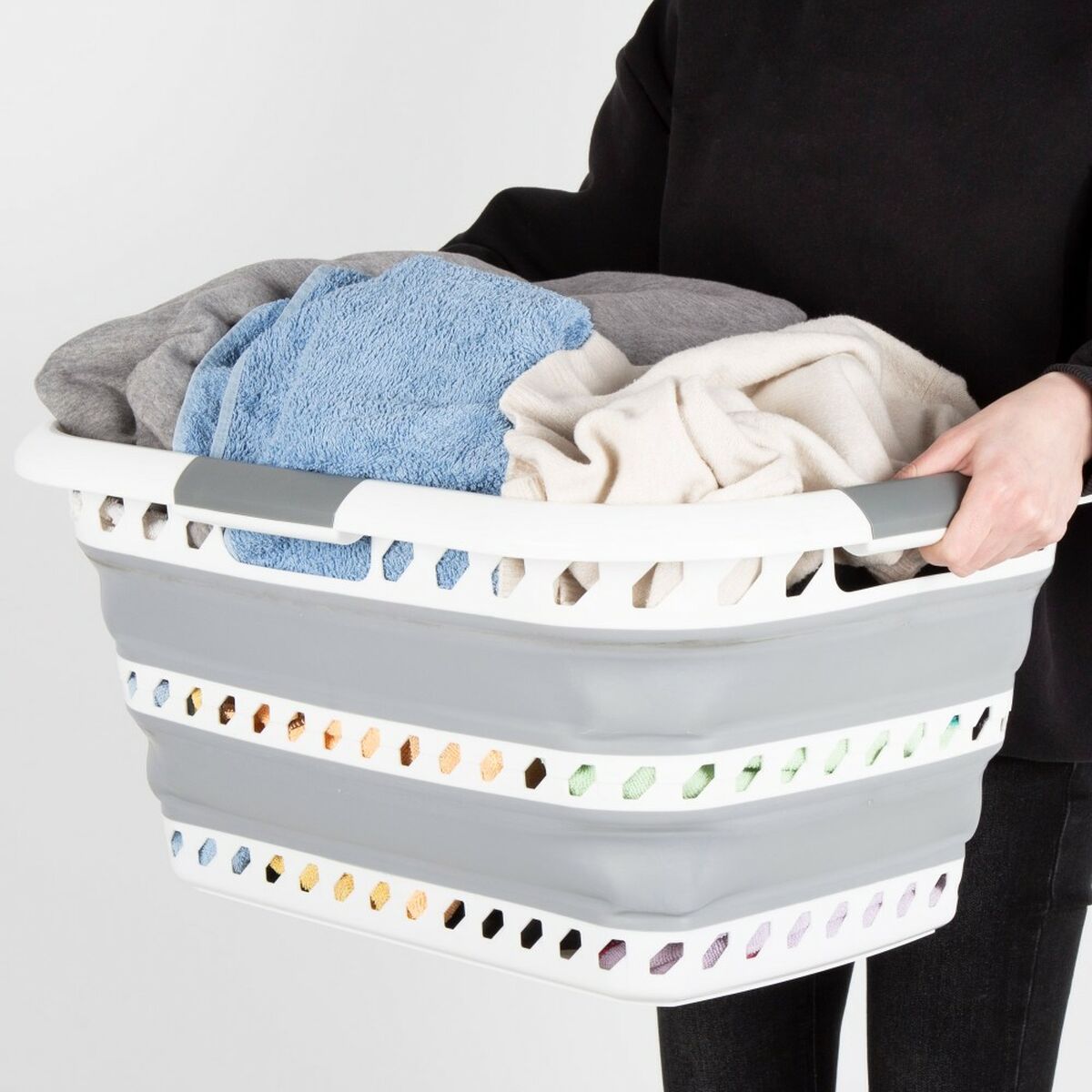 Folding Clothes Basket Aktive polypropylene TPR 61 x 7,5 x 43 cm 61 x 28 x 43 cm (4 Units)