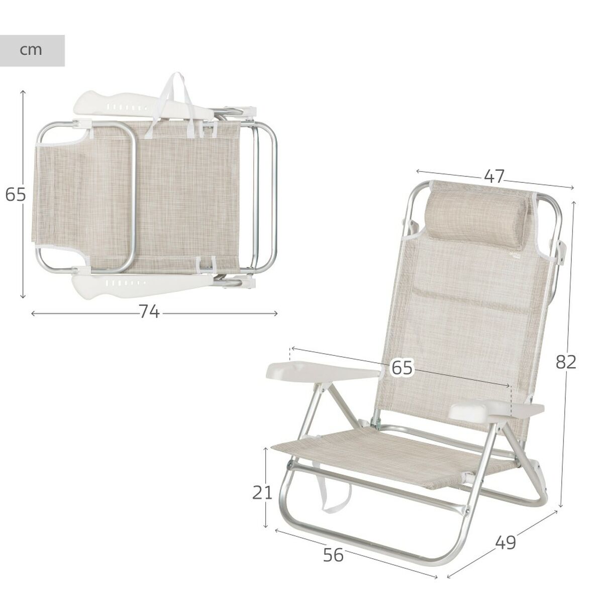 Beach Chair Aktive 47 x 82 x 49 cm (2 Units)
