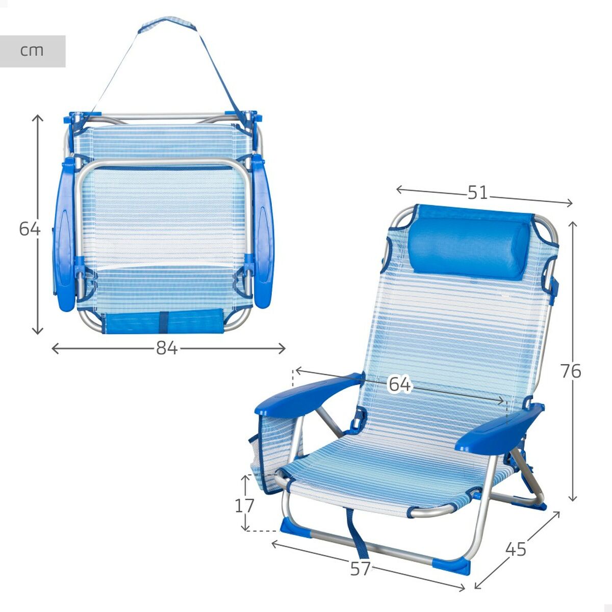 Beach Chair Aktive 51 x 76 x 45 cm (2 Units)