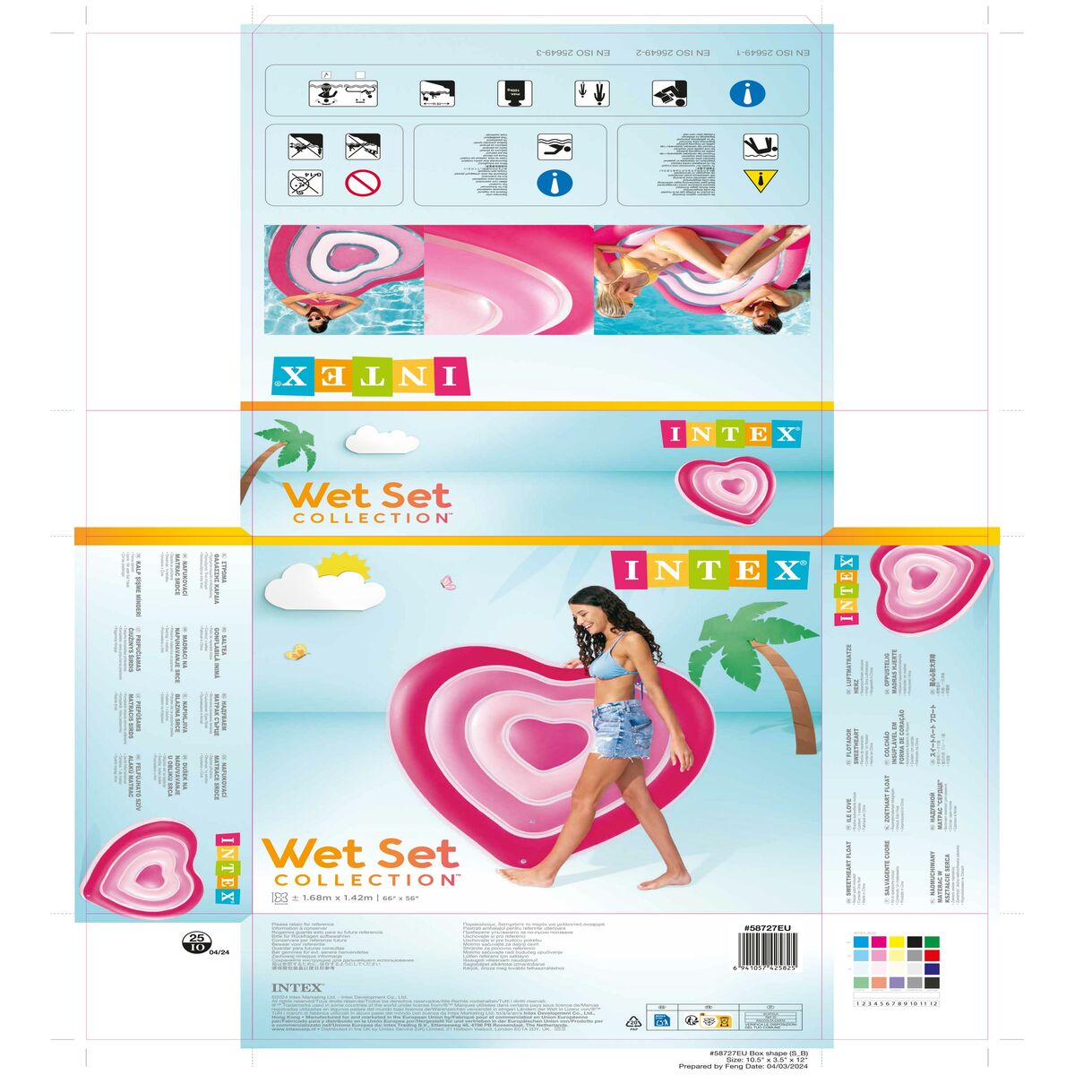 Air mattress Intex Heart 135 x 155 x 25 cm Pink (6 Units)